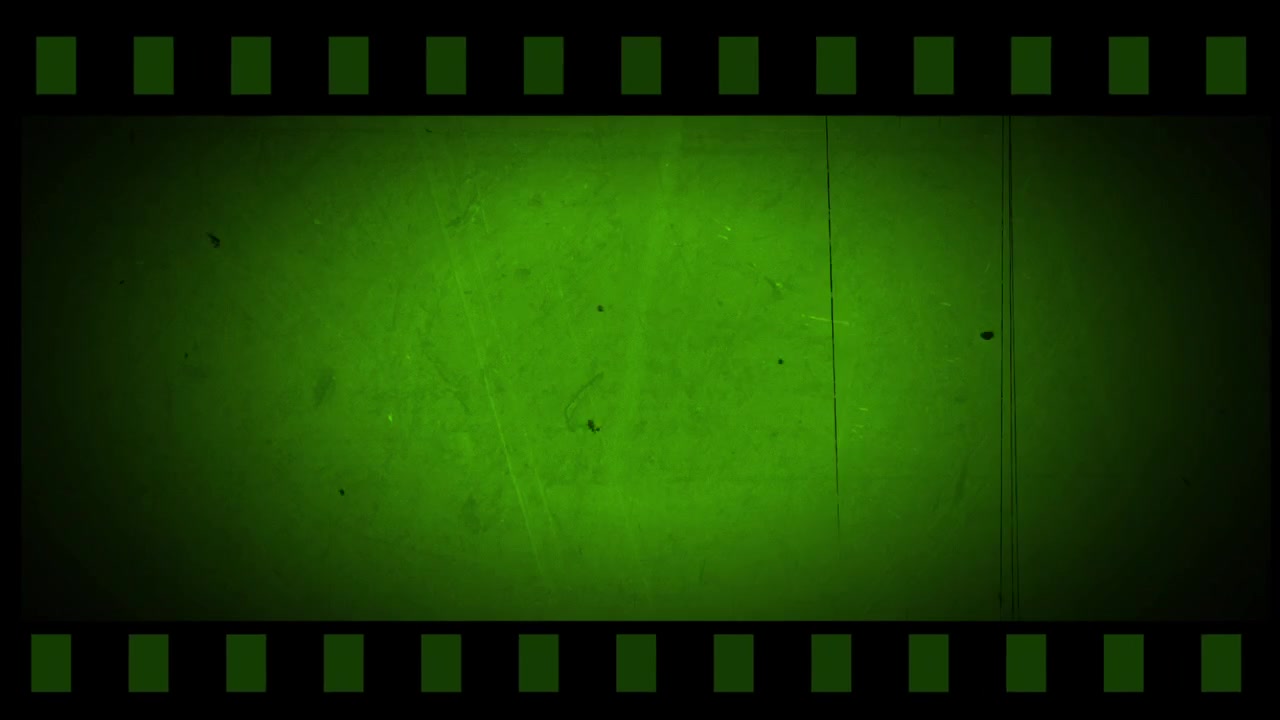 Sovrapposizione vintage di bobina di pellicola verde con graffi e polvere