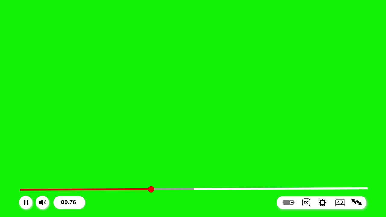Green screen video player background playback controls progress bar timer and empty chroma area