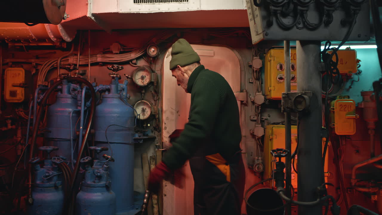 Submarine Interior with Machinery and Emergency Exit