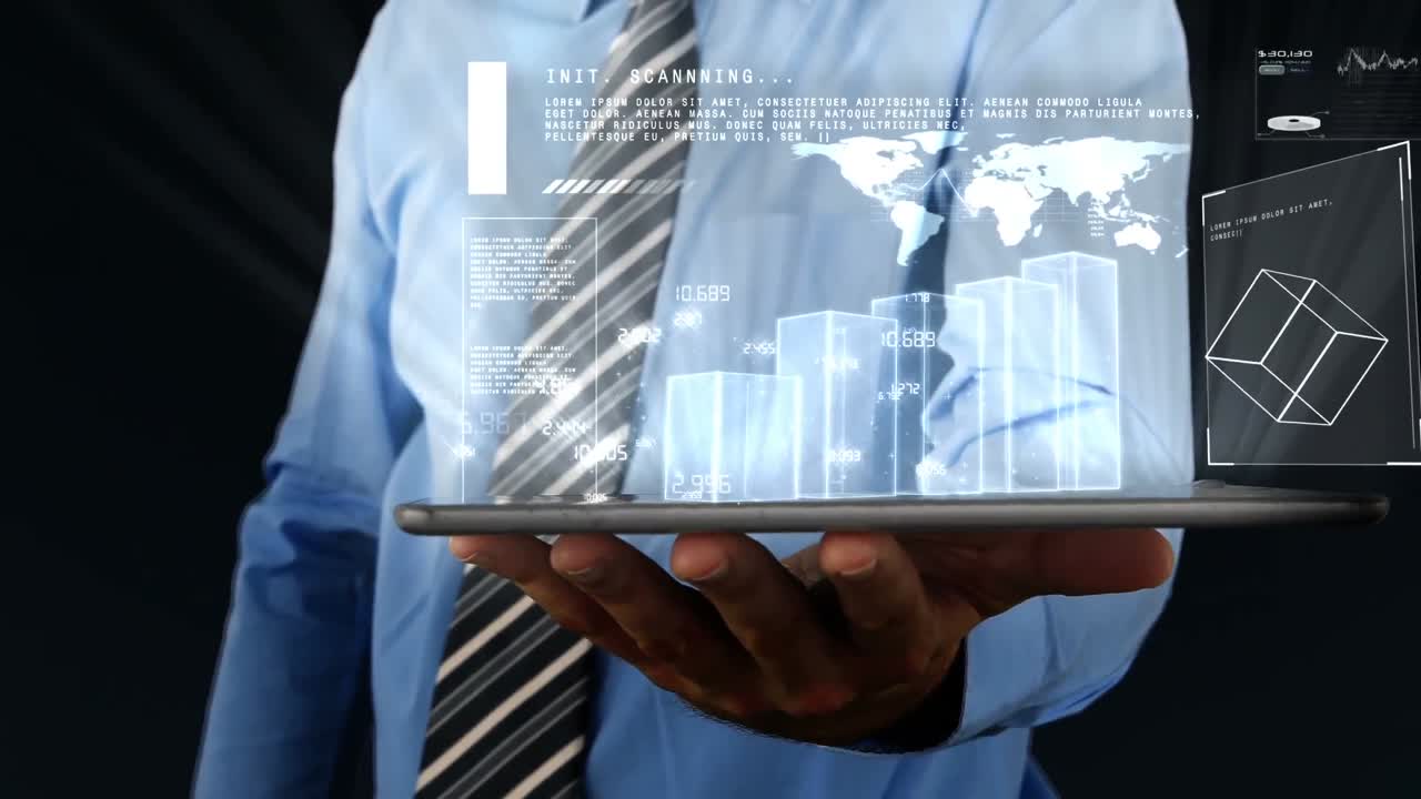 hombre de negocios usando una tableta digital