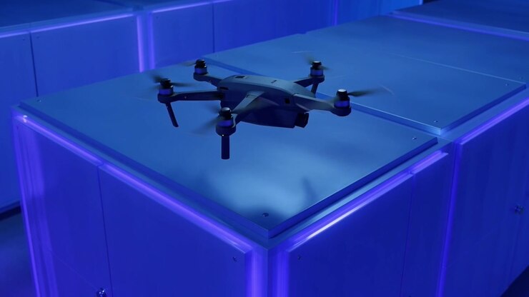 Drone Flying and Inspecting Server Racks in a Futuristic Data Center
