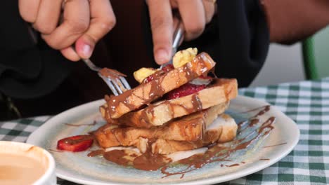 chocolate covered french toast with strawberries