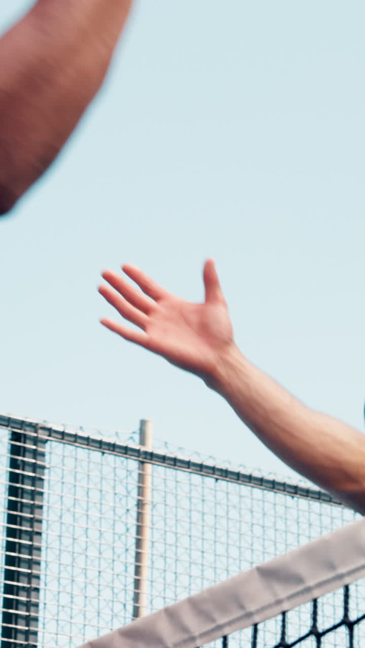 Two Men Shaking Hands Over Padel Court Net