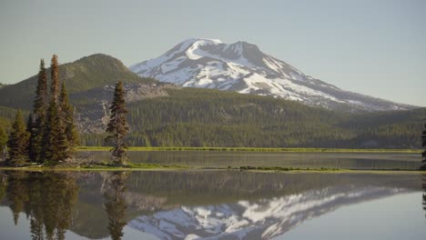 Aufnahme-Eines-Berges,-Der-Sich-In-Einem-See-Spiegelt