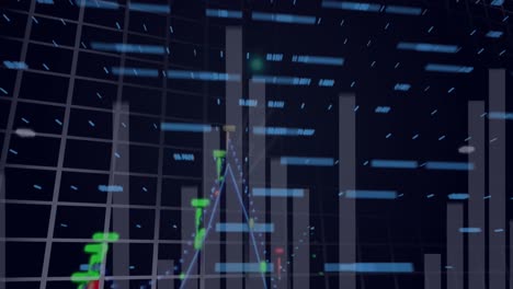 Animación-Del-Procesamiento-De-Datos-Financieros-Y-Estadísticos-Sobre-El-Icono-Del-Rayo-Sobre-Fondo-Negro