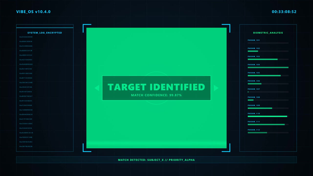 Interfaccia di scansione biometrica digitale futuristica con identificazione del bersaglio