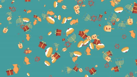 hanukkah holiday flat design animation background with traditional symbols