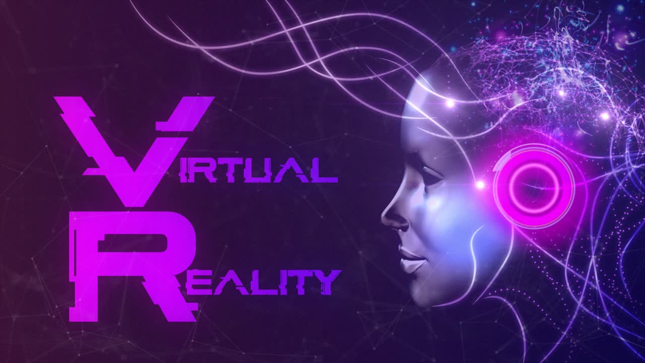 Beautiful animated motion design concept of a high tech computer simulated virtual persona representing the concept of VR AR Virtual Reality
