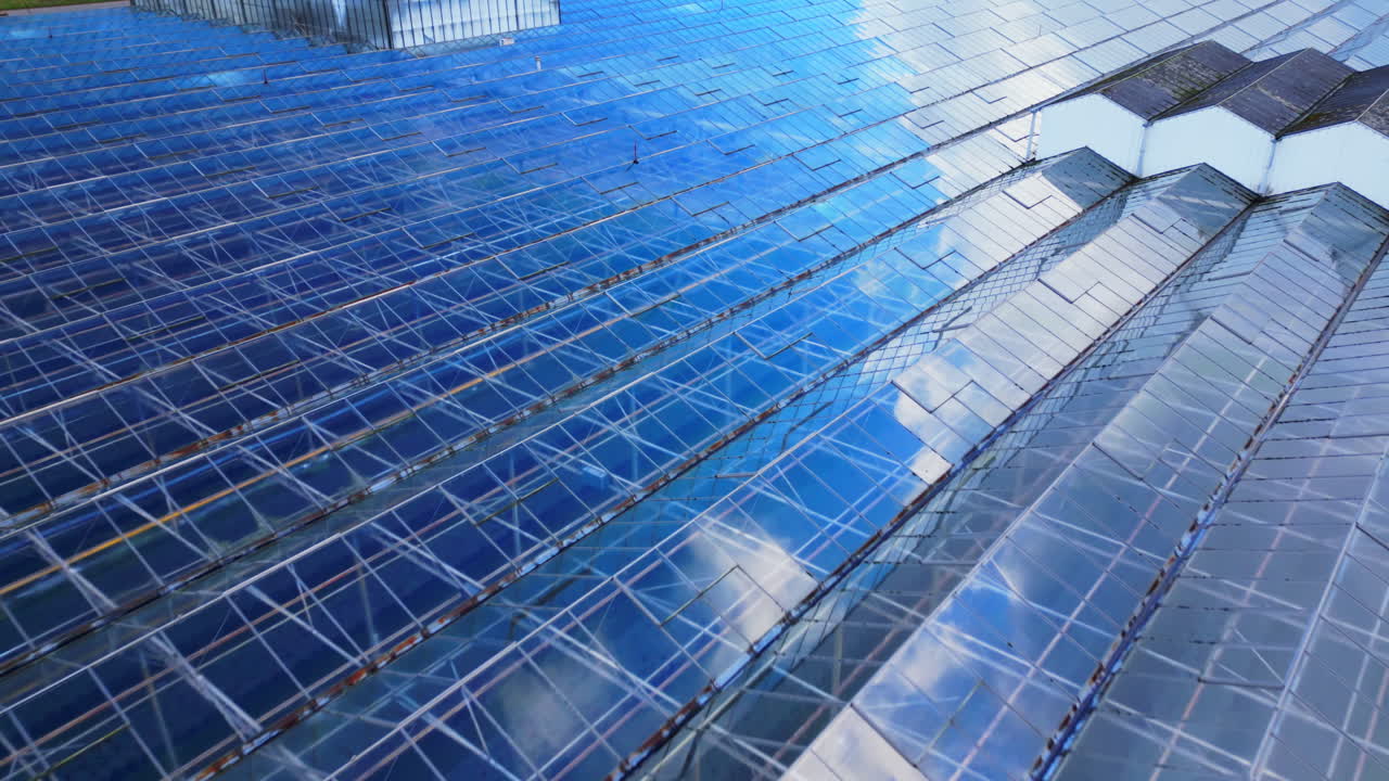 반사 드론으로 온실 정원 유리 건설에 아래로 기울어