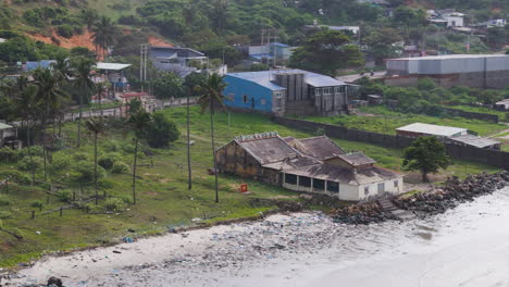 whale temple on tropical beach in mui ne, vietnam, aerial view