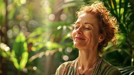 woman enjoying sunlight in a natural setting