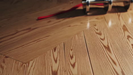 dumbbell on a wooden floor
