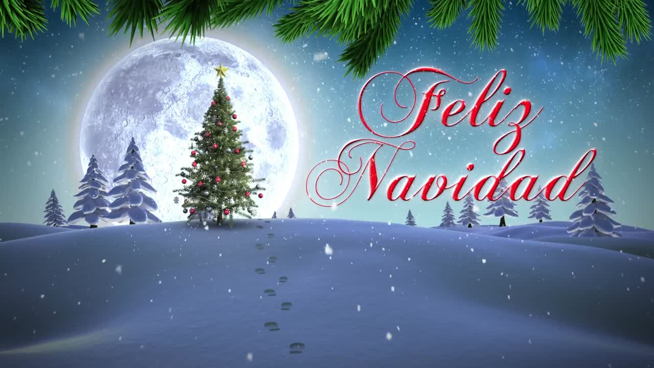 las ramas del árbol de navidad la nieve de navidad cayendo sobre el árbol de navidad en el paisaje de invierno.