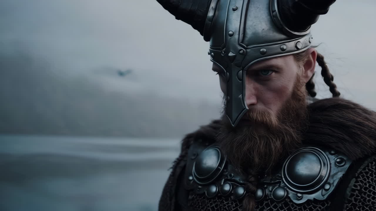 retrato de un guerrero vikingo