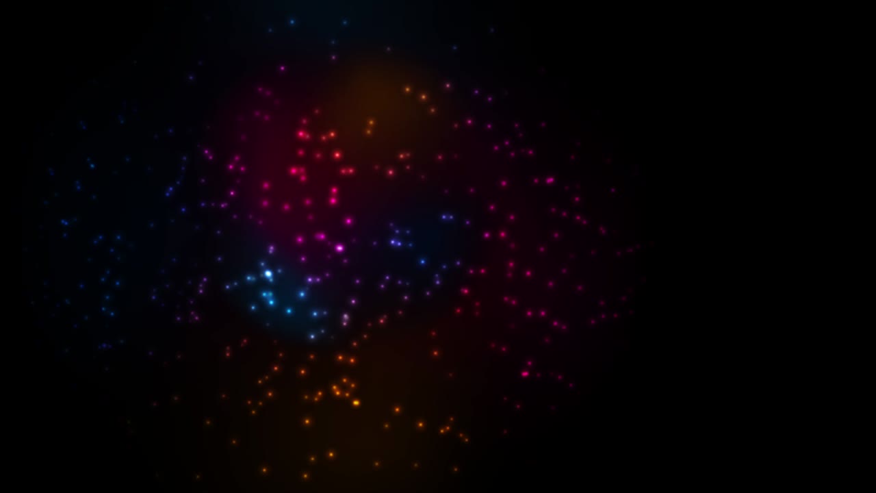 Colorful glowing bokeh particles abstract motion background