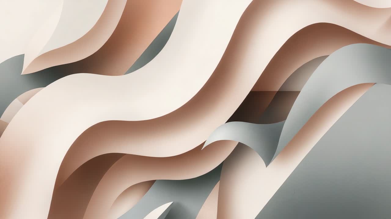 Sliding paper-like ribbons in digital scene, revealing gray flaps exposing backdrop on start