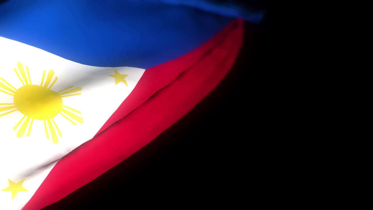 필리핀 발: 바람에 흔들리는 필리핀  발의 현실적인 3d 애니메이션, 필리핀의 국기, 4k 고품질, 3d 렌더링