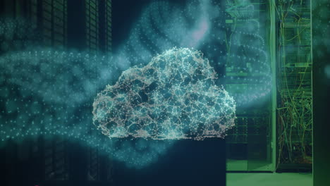 animation of cloud and data processing over computer servers