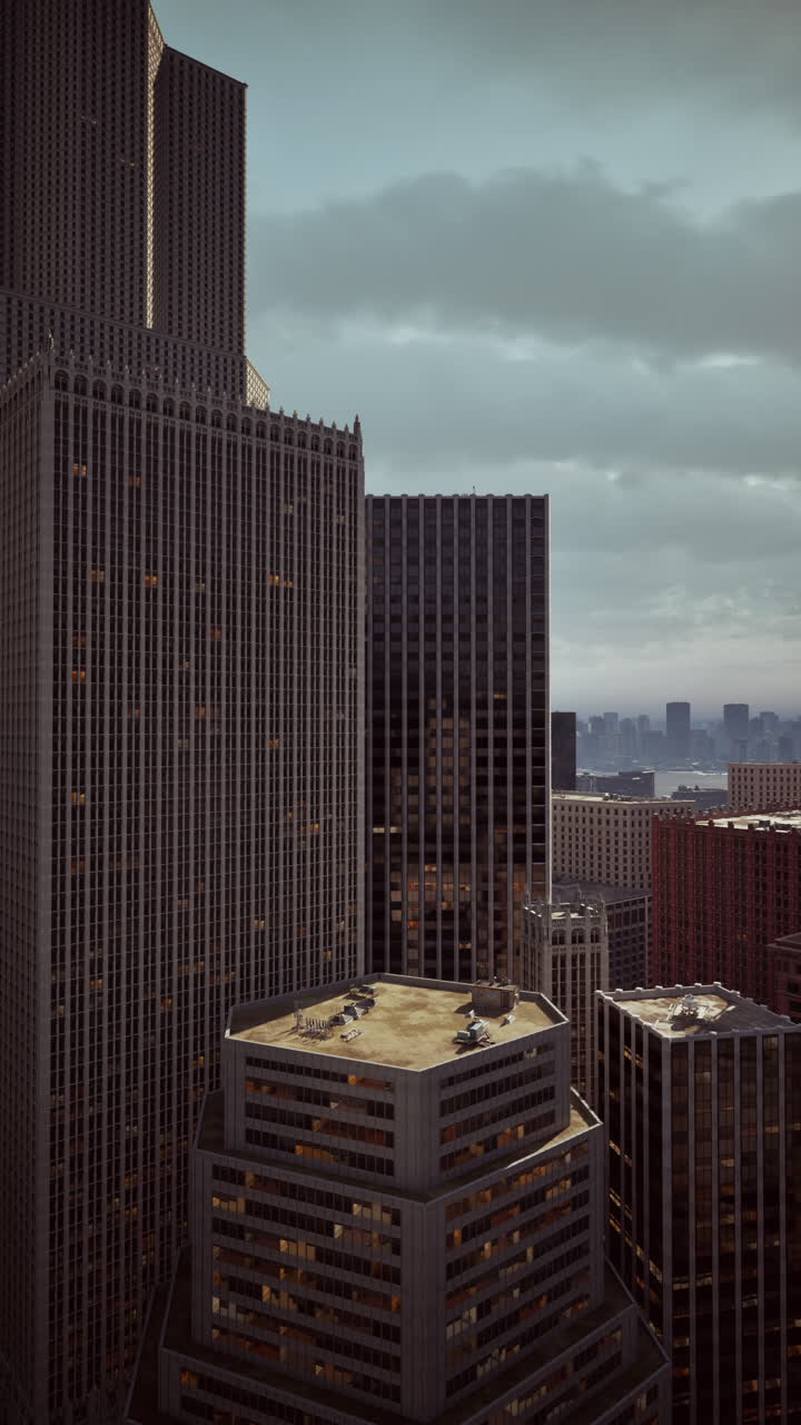 vista aérea de un horizonte de la ciudad con rascacielos