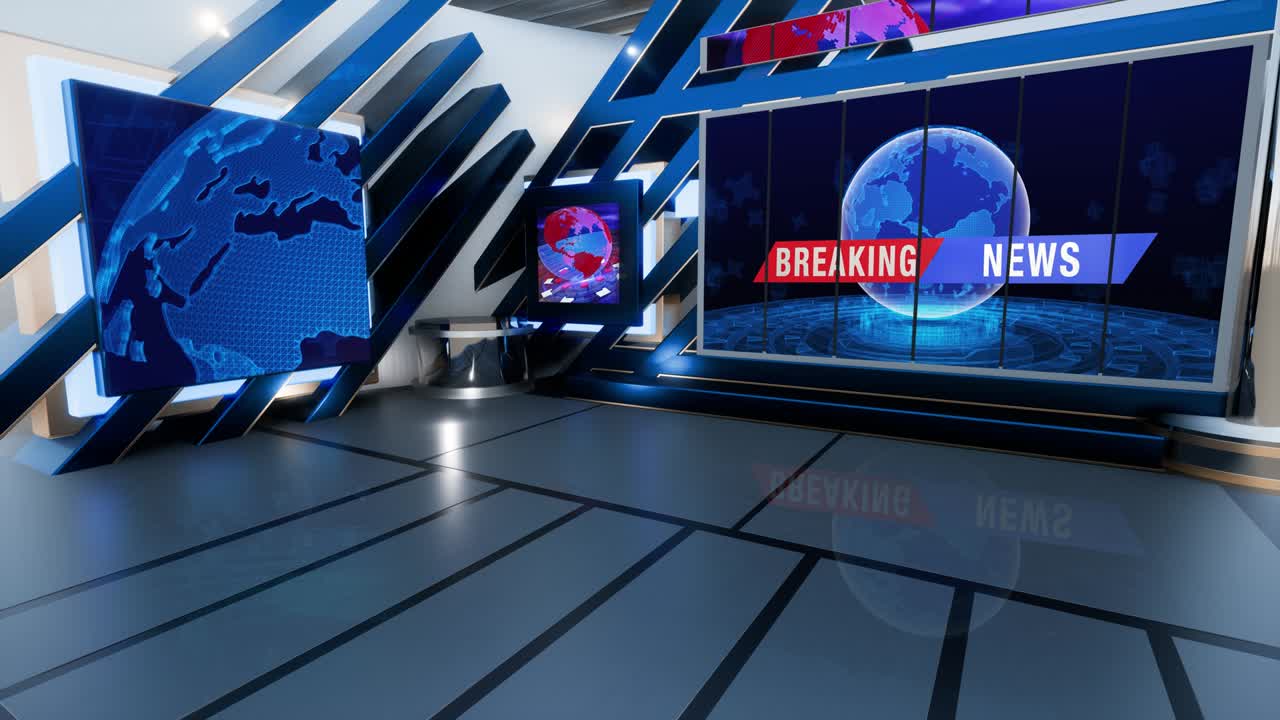 el conjunto de estudios de noticias de tv - bucle de fondo de pantalla verde virtual