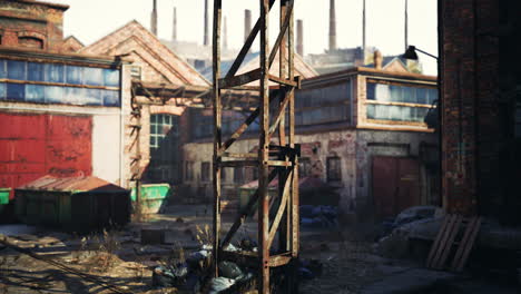 old factory exterior with buildings and chimney