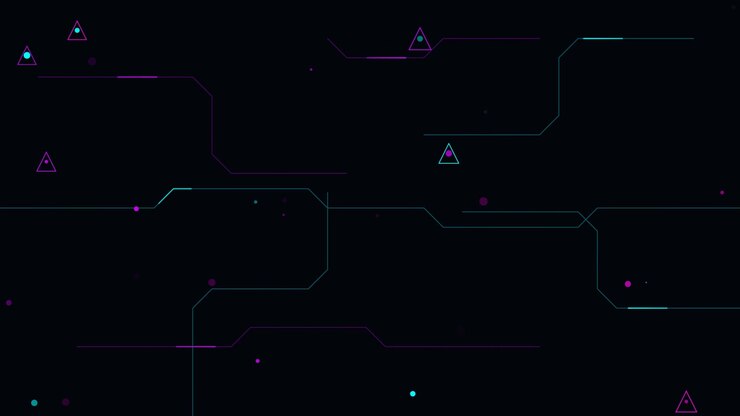 Abstract Digital Circuit Board Background with Moving Geometric Shapes