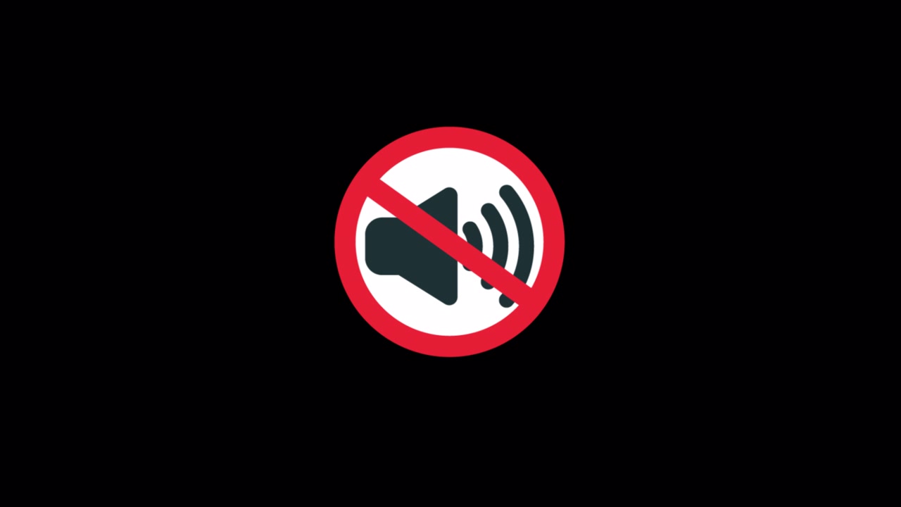 Mute Symbol or No Sound Icon on Black Background