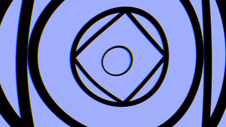 Abstrakt geometrisk mønster med cirkler og linjer