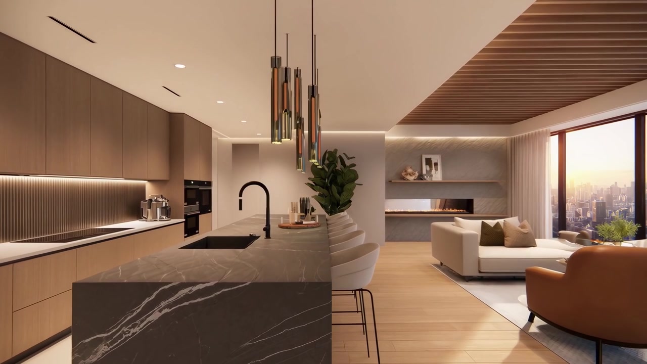 Appartamento lussuoso e moderno open space con cucina e soggiorno