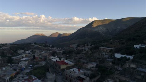 aerial drone shot of real de catorce in the morning, san luis potosi mexico