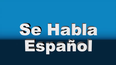 Un-Gráfico-3d-Representado-Con-Cinema-4d,-De-Texto-Blanco-3d-&quot;se-Habla-Español&quot;-Contra-Fondo-Azul