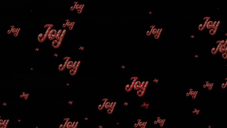 animation of joy text in repetition at christmas on black background