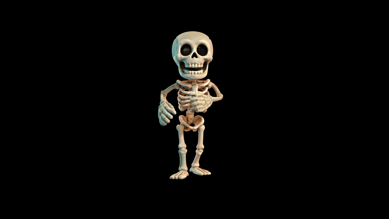 Animated Cartoon Skeleton Character Performing Funny Actions