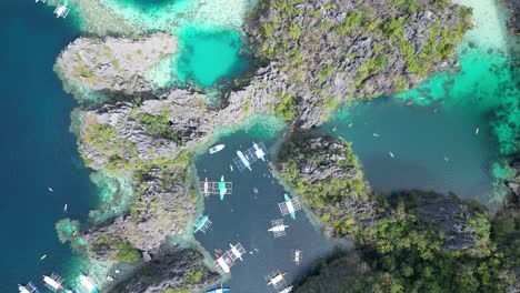 scenic aerial view of twin lagoon in coron, philippines