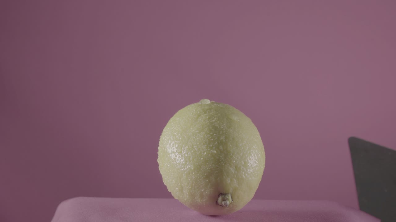 크로마 키에 대한 푸키아 스크린에 루프와 함께 회전하는 레몬