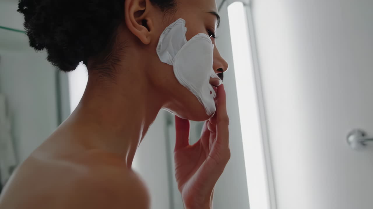 Woman's Skincare Routine with Cotton Pads