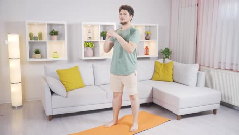 man doing squat training.