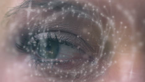 animación de puntos y humano digital sobre el ojo