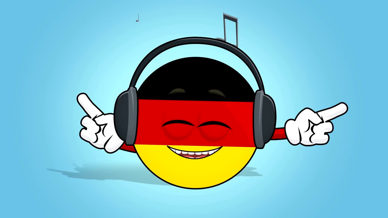 Icona bandiera della Repubblica Federale di Germania in stile cartone animato, musica con animazione facciale