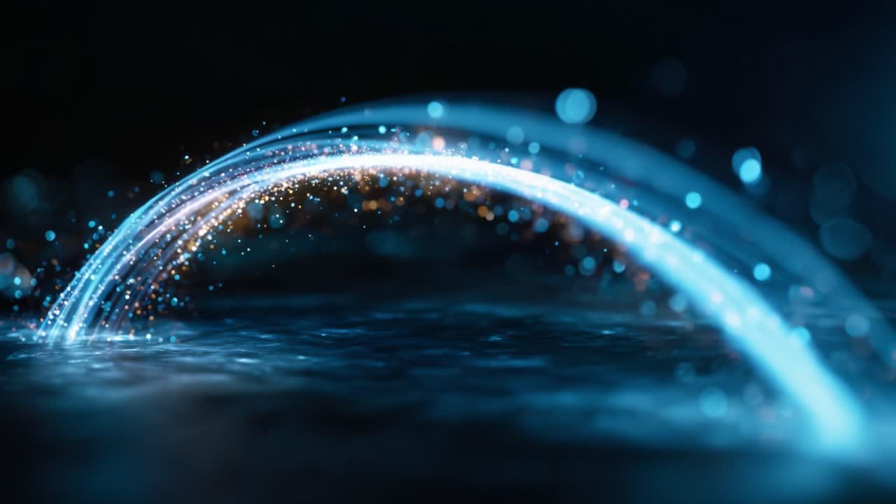 A Stunning Display of Water and Light: A Sparkling Blue Arch Shimmering Over the Surface, Capturing the Wonder of Nature and the Magic of Illumination