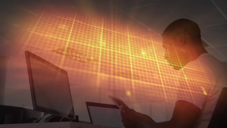 animación de la línea de vida sobre los hombres usando computadora