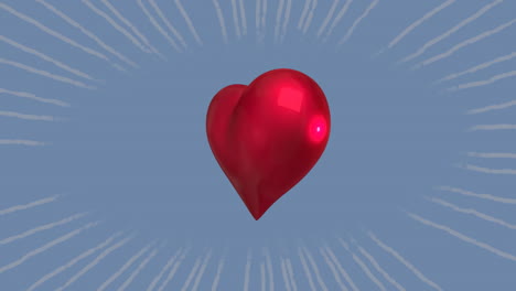 animation of spinning heart over blue background