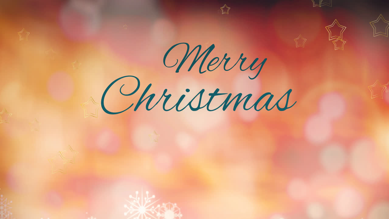 떨어지는 별 위에 메리 크리스마스 텍스트의 애니메이션