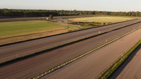 flying low over large empty racecourse of san isidro in buenos aires, argentina