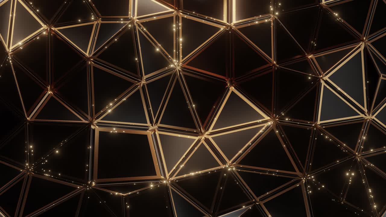 4K luxury geometric triangle with stripe gold. glitter glowing on line ...
