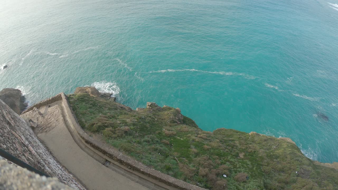 Calm Atlantic Ocean In Nazar&eacute; lighthouse, Portugal - no gigantic waves