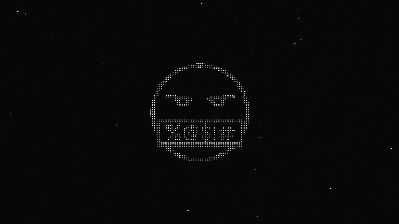 Pixel smile hud holographic symbol on digital old tv screen seamless loop glitch animation. Hearts. Dynamic retro and joyful. Colorful and vintage video footage.