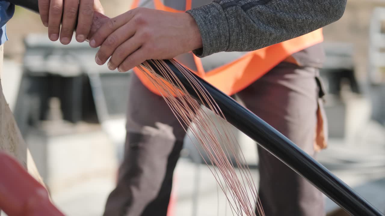 Power cable installation process at a transformer substation