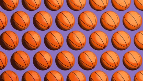 bolas de baloncesto estilizadas en varios colores pop de fondo.