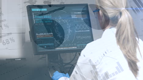 female scientist looking at a screen 4k